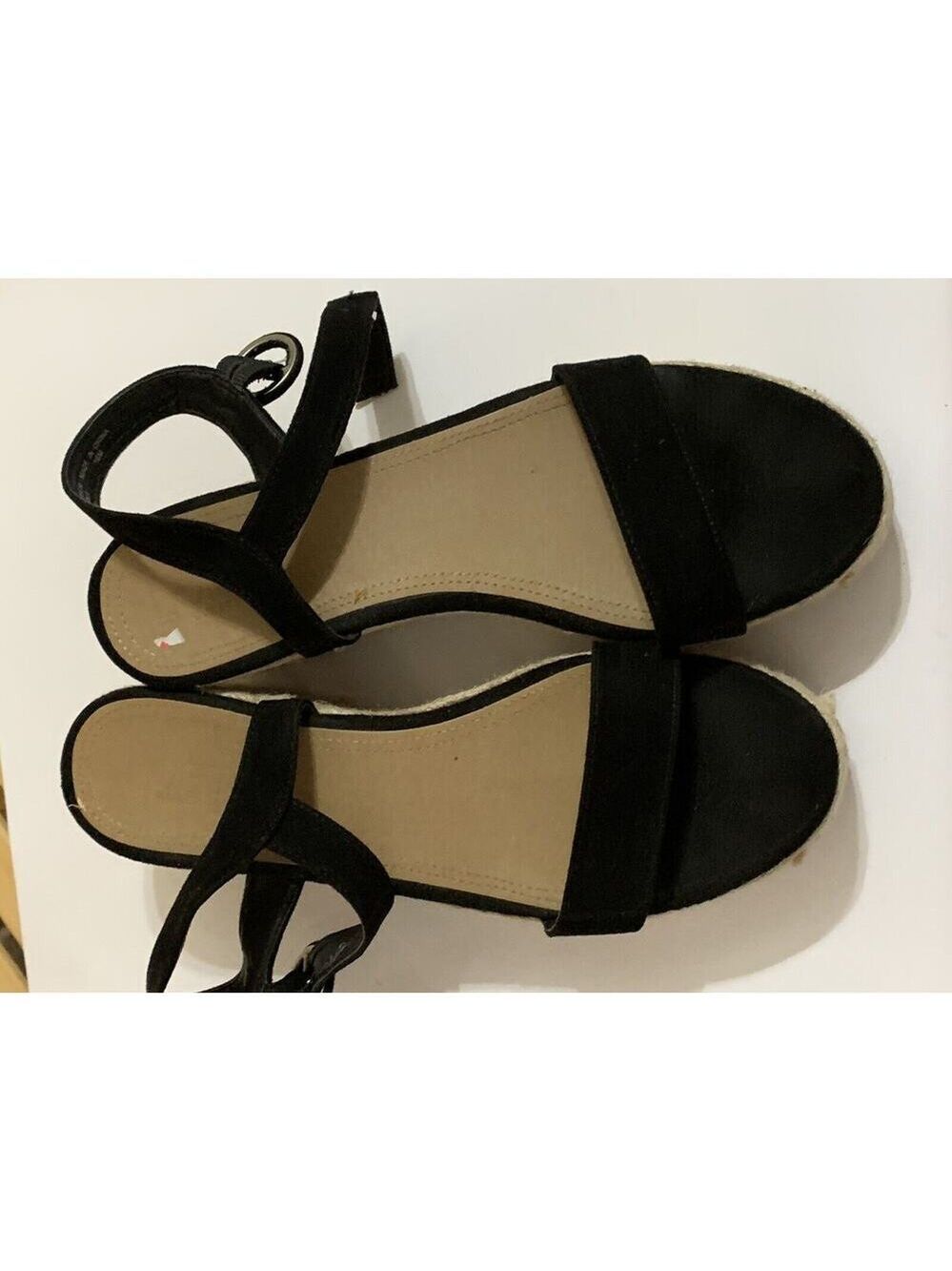 Loft outlet Suede Jute Edge Platform Wedge Heel Sandals Black Size 10 ladies